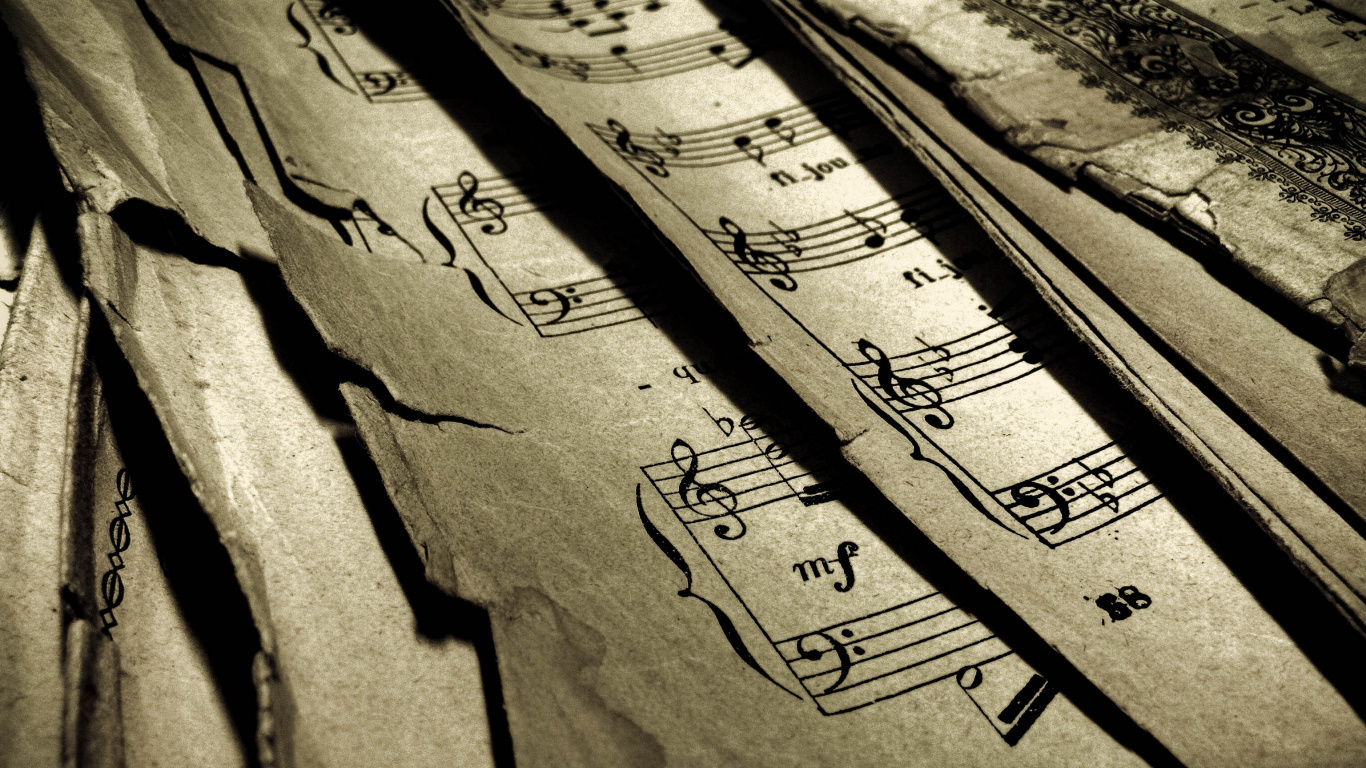 Sheet Music, Classical Music, Wood, Text, Calligraphy. Wallpaper in 1366x768 Resolution