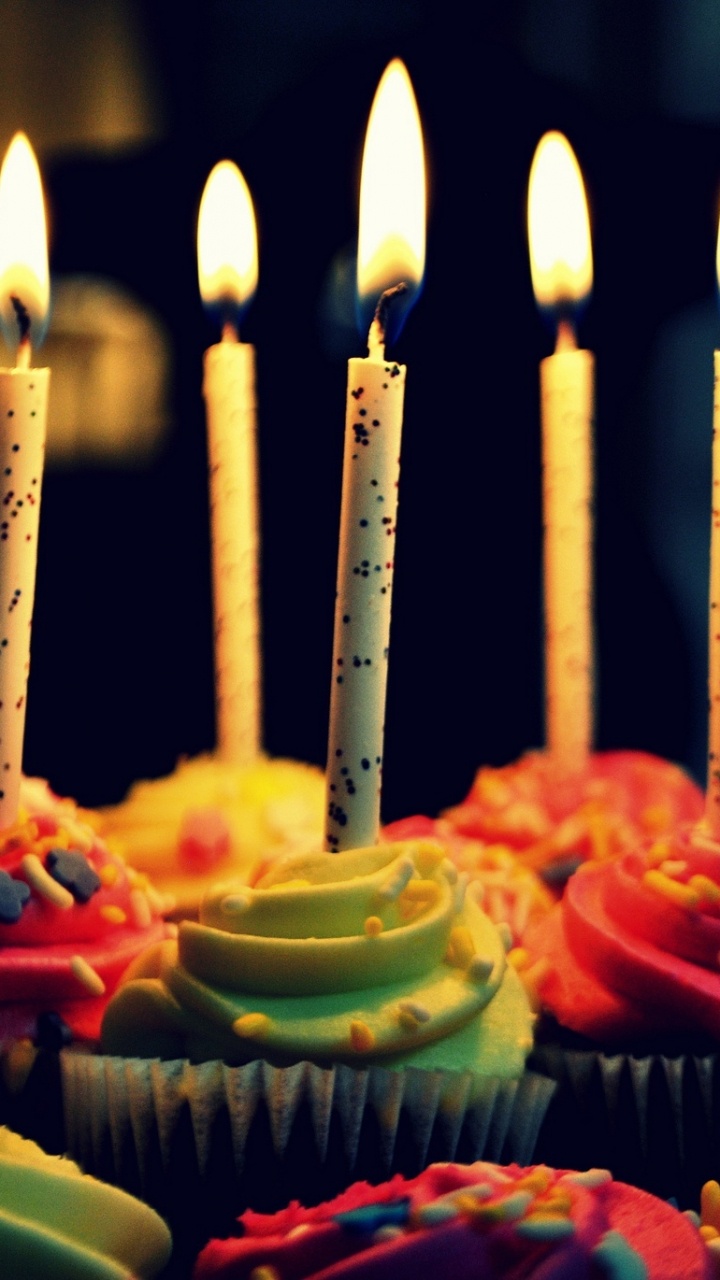 Birthday Cake, Cake, Birthday, Candle, Lighting. Wallpaper in 720x1280 Resolution