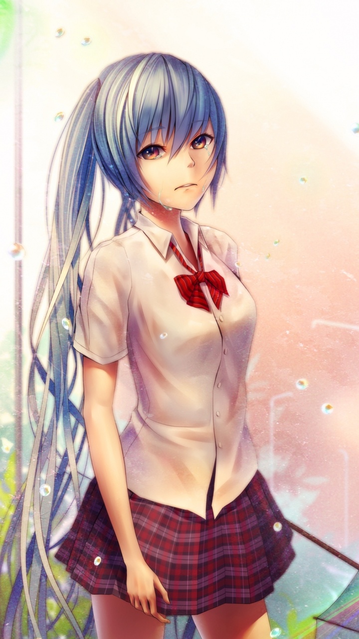 Frau in Weißem Hemd Und Schwarzem Rock Anime-Charakter. Wallpaper in 720x1280 Resolution