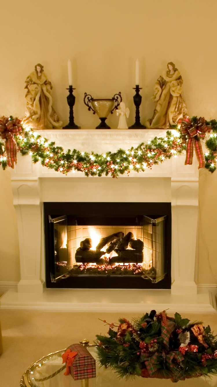 Le Jour De Noël, Arbre de Noël, Décoration de Noël, Foyer, Salon. Wallpaper in 750x1334 Resolution