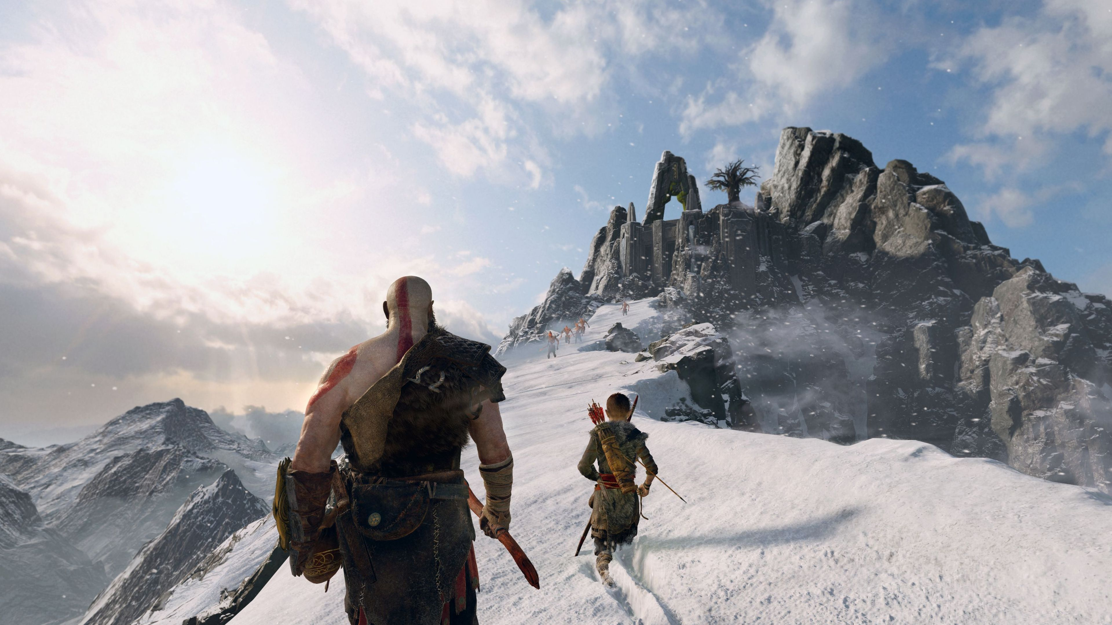 God of War, Kratos, SIE Santa Monica Studio, Mountainous Landforms, Mountain. Wallpaper in 3840x2160 Resolution