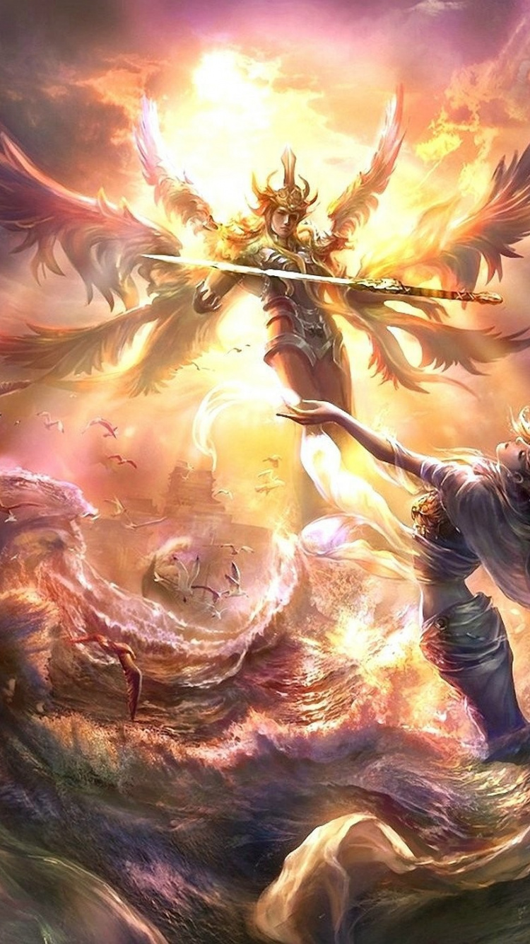 Femme en Robe Noire Tenant un Arc Illustration. Wallpaper in 750x1334 Resolution