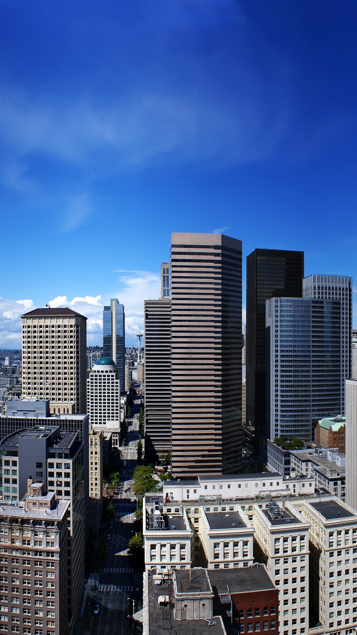 City Skyline Near Sea Under Blue Sky and White Clouds During Daytime. Wallpaper in 720x1280 Resolution