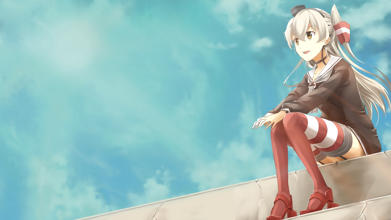 Femme en Chemise Blanche à Manches Longues et Personnage D'anime Jupe Marron. Wallpaper in 1366x768 Resolution