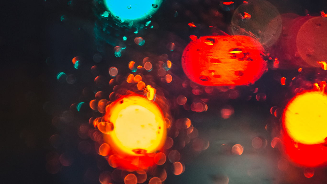 Blue and Red Light Bokeh. Wallpaper in 1366x768 Resolution