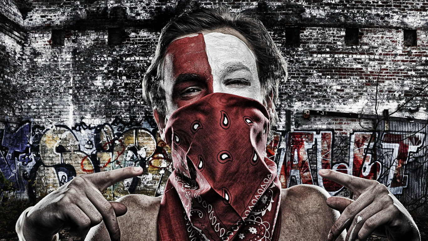 Frau in Roter Gesichtsbemalung. Wallpaper in 1366x768 Resolution