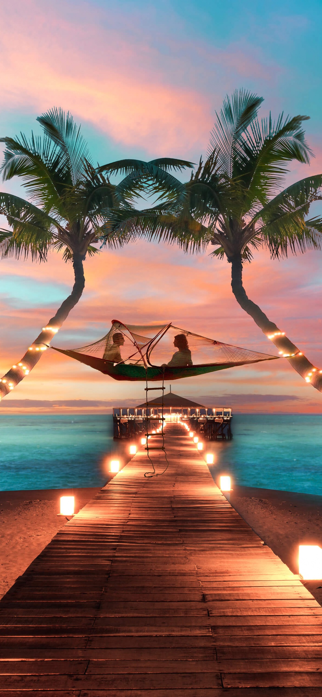 Couchers de Soleil Aux Maldives, Maldives, Mexico, Hawaii, Lune. Wallpaper in 1125x2436 Resolution