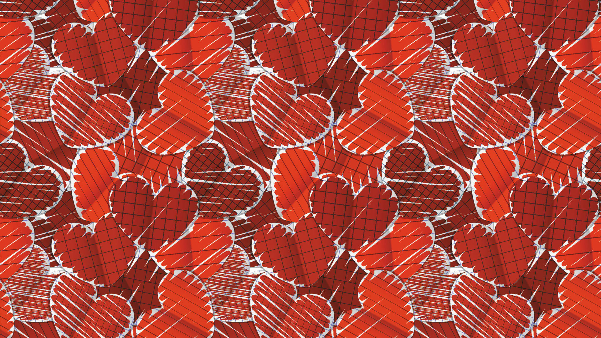 Valentines Day, Heart, Pattern, Red, Design. Wallpaper in 1920x1080 Resolution