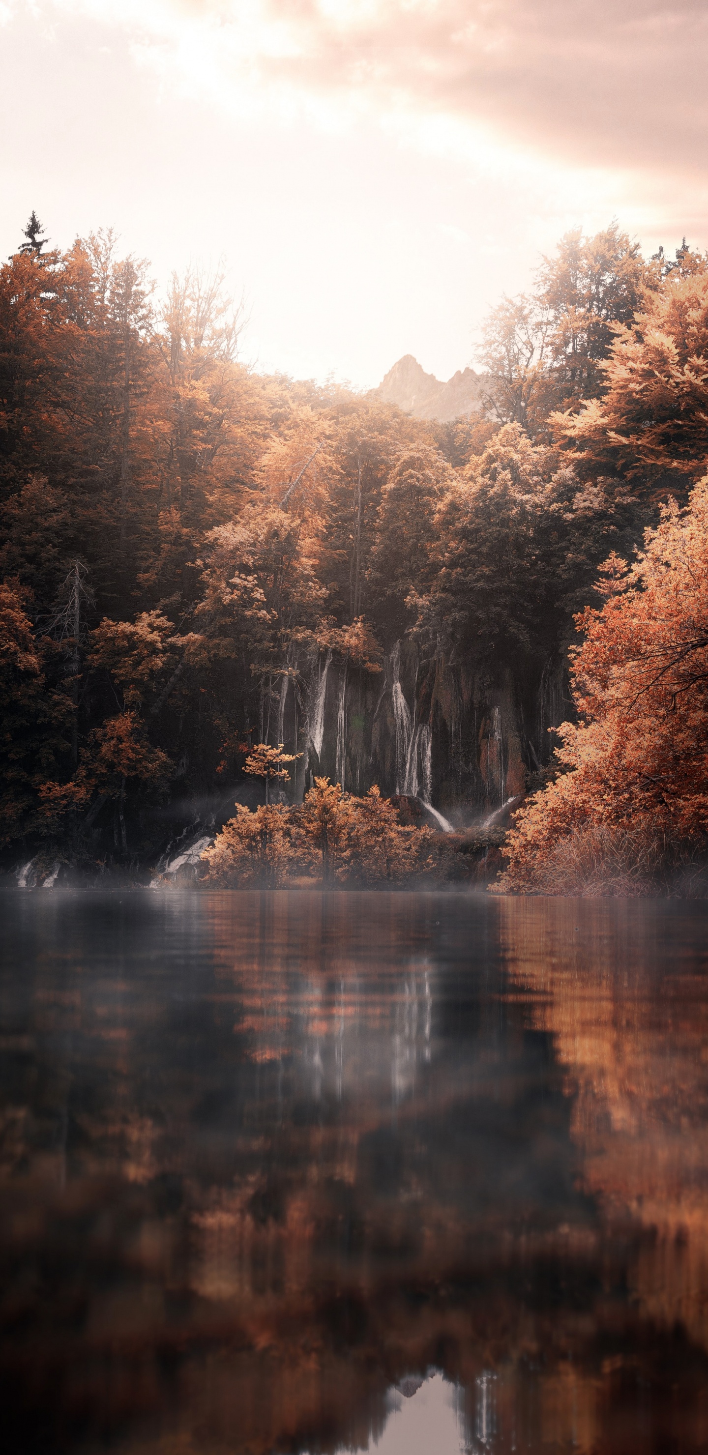 Landscape, Art, Autumn, Water, Water Resources. Wallpaper in 1440x2960 Resolution