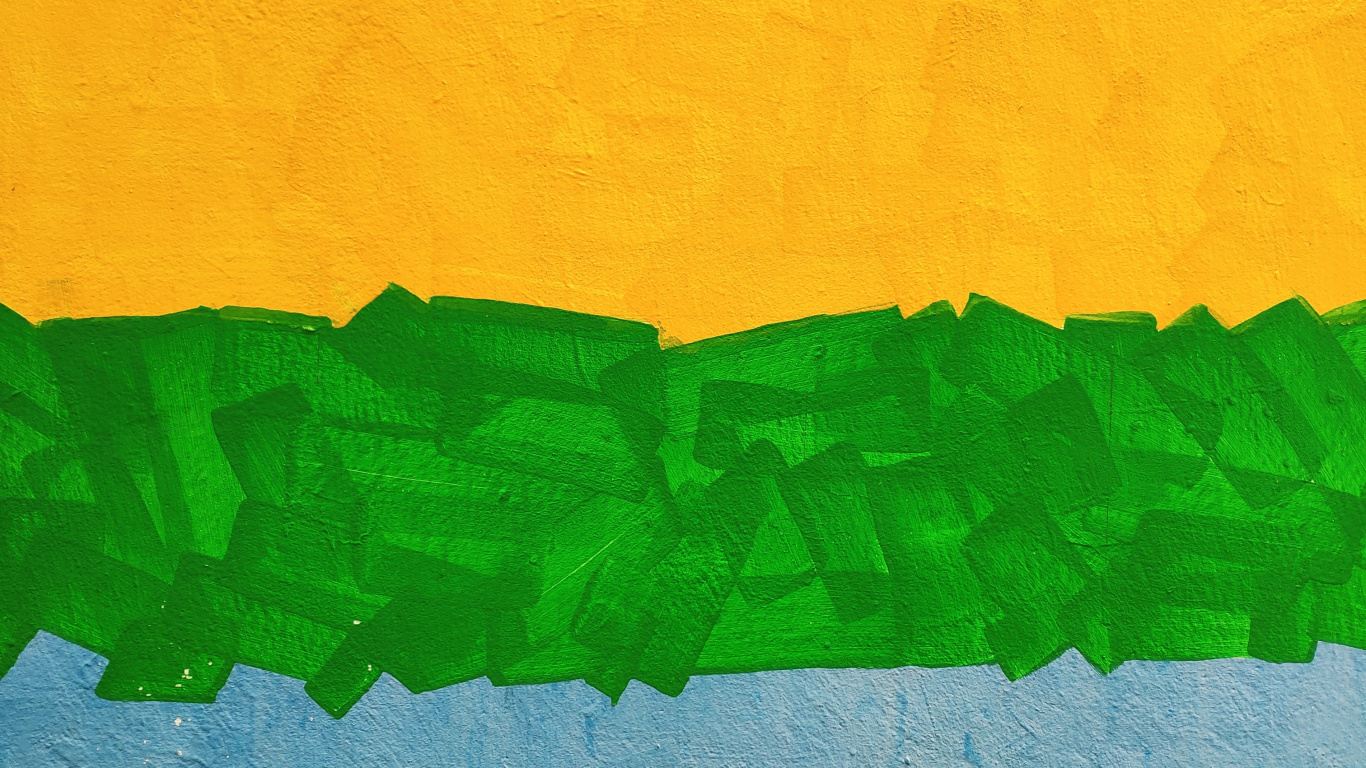 Green Yellow and Orange Abstract Painting. Wallpaper in 1366x768 Resolution