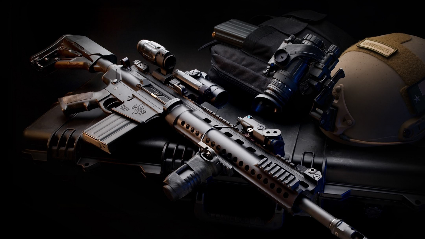 m4 Carbine, Gun, Space, Airsoft Gun, Sniper Rifle. Wallpaper in 1366x768 Resolution