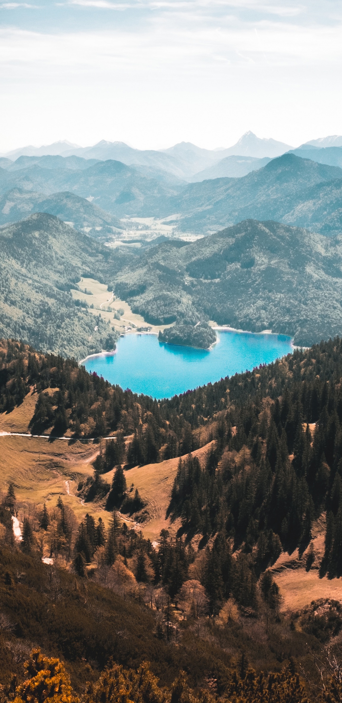 Luftaufnahme Von Bergen Und Bäumen Tagsüber. Wallpaper in 1440x2960 Resolution