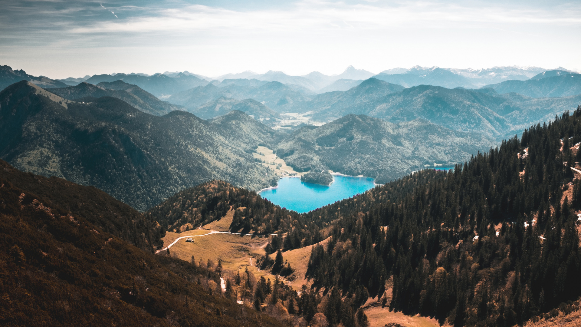 Aerial View of Mountains and Trees During Daytime. Wallpaper in 1920x1080 Resolution
