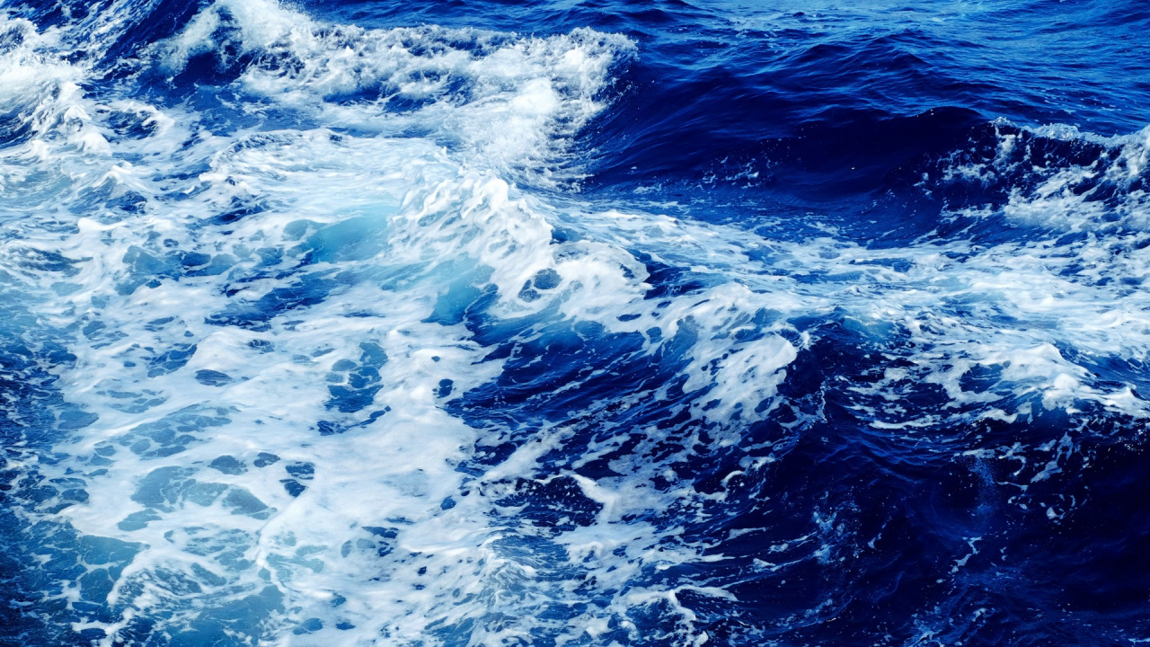 Water Waves on Blue Ocean Water During Daytime. Wallpaper in 1280x720 Resolution