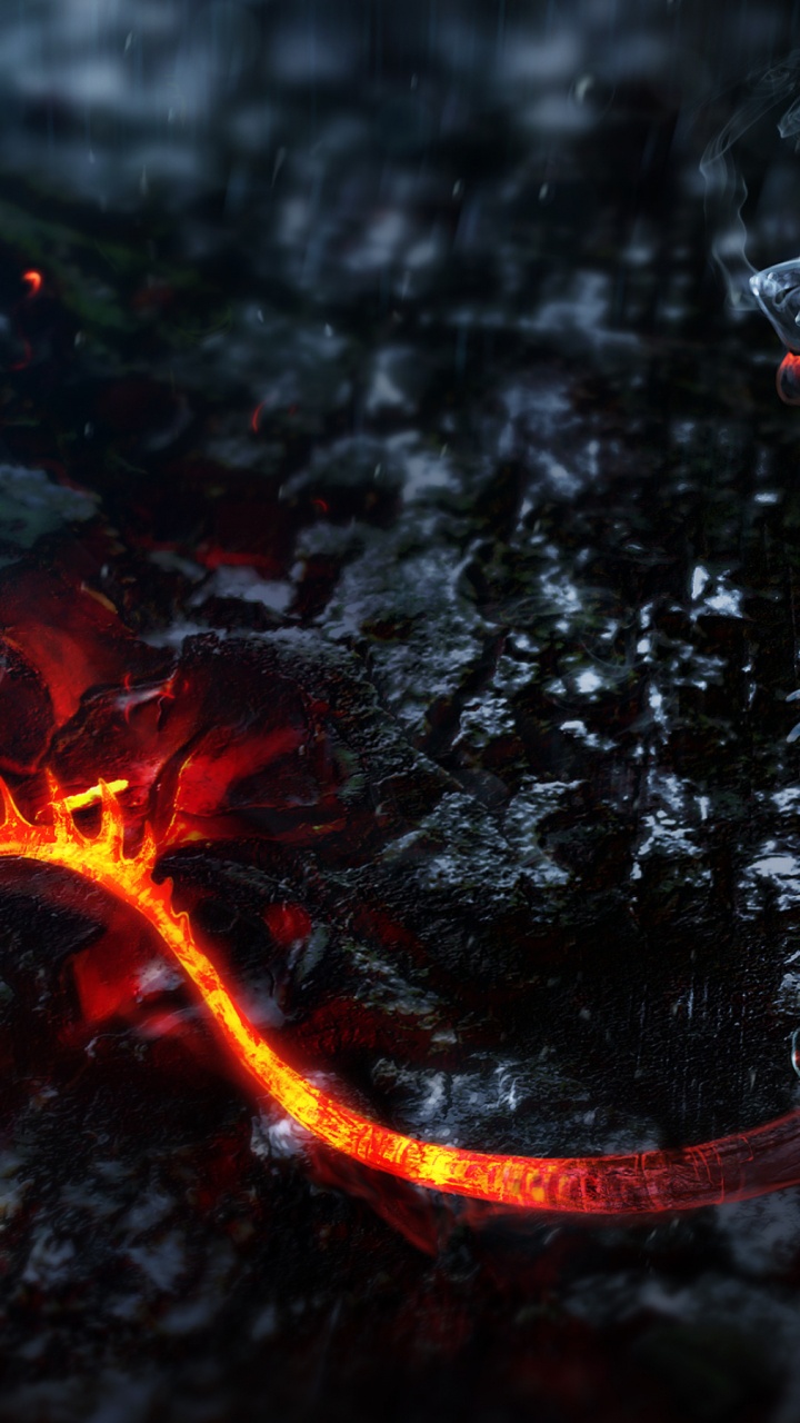 Baby Fire Dragon, Dragon, Ash, Water, Fire. Wallpaper in 720x1280 Resolution