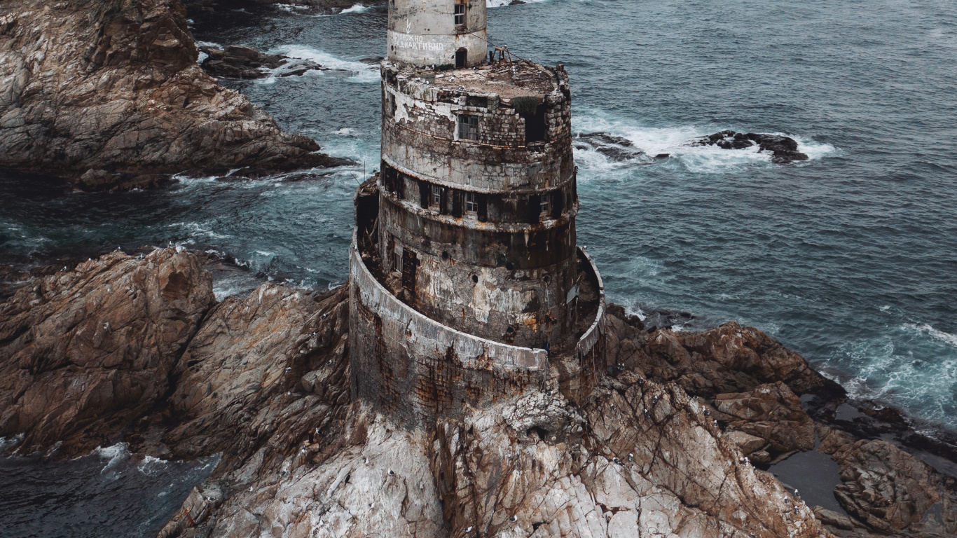 Küste, Meer, Wasser, Leuchtturm, Tower. Wallpaper in 1366x768 Resolution