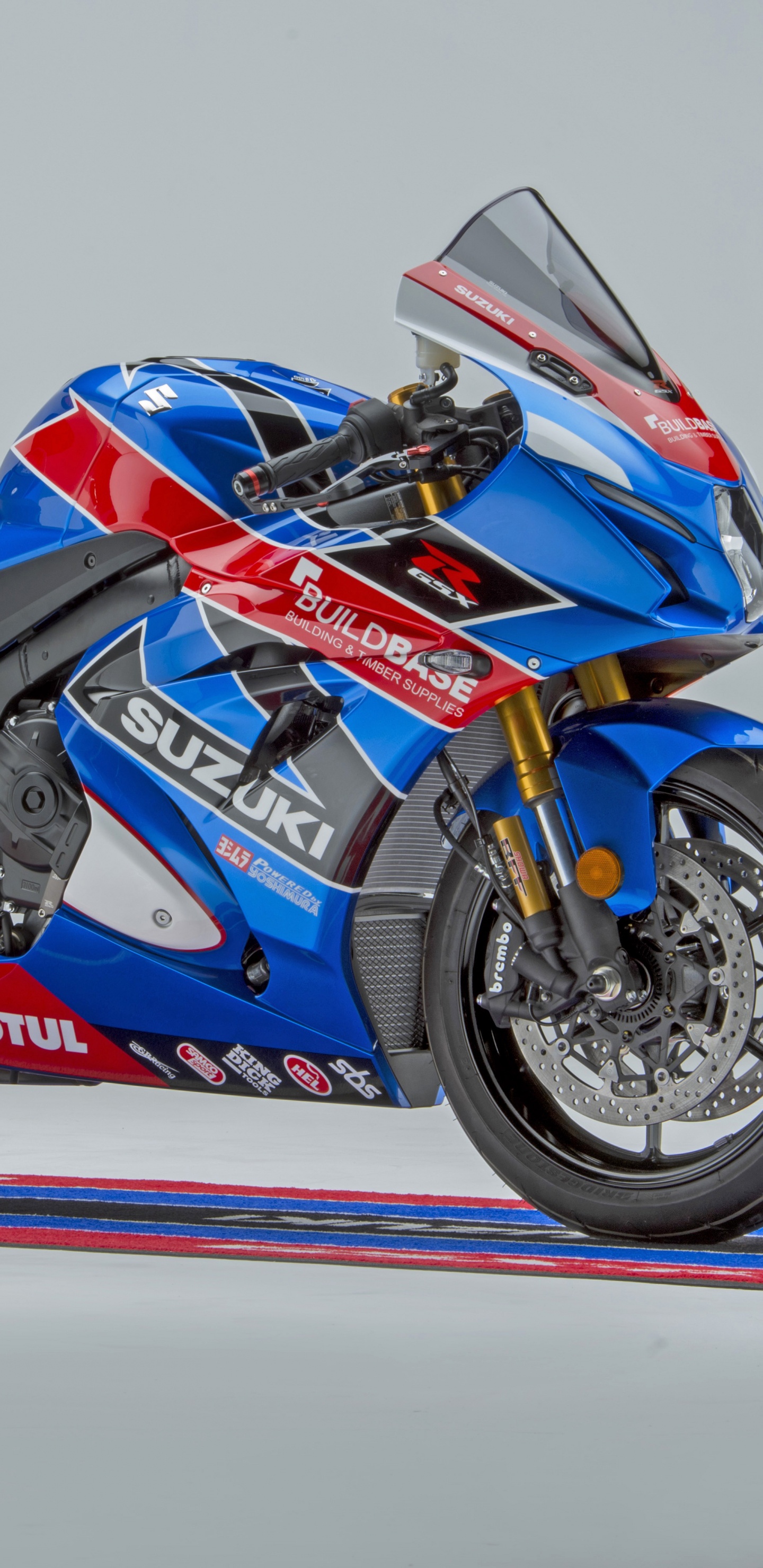 Blue and Red Sports Bike. Wallpaper in 1440x2960 Resolution