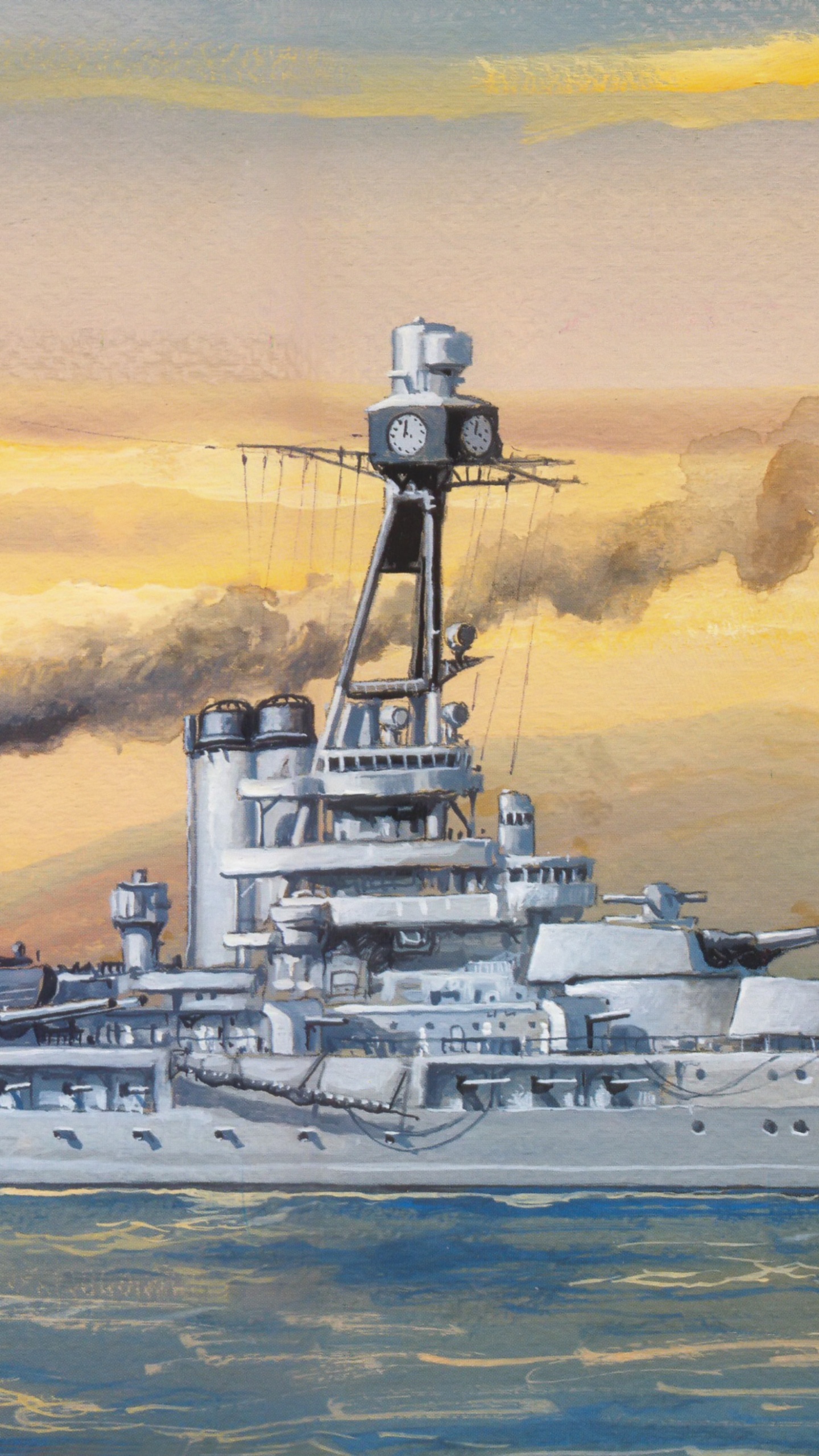 Leichte Kreuzer, Kriegsschiff, Schiff, Schlachtschiff, Malerei. Wallpaper in 1440x2560 Resolution