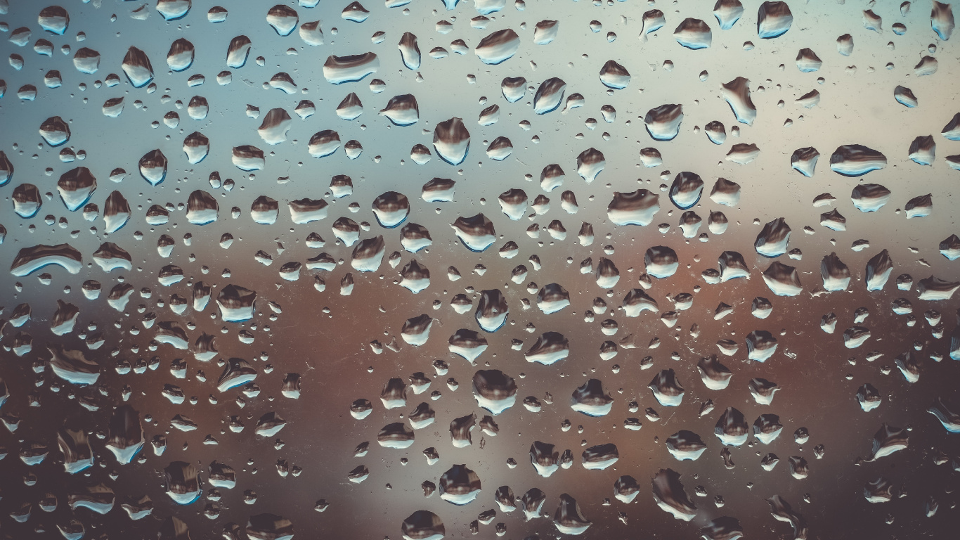 Gouttes D'eau Sur Panneau de Verre. Wallpaper in 1366x768 Resolution