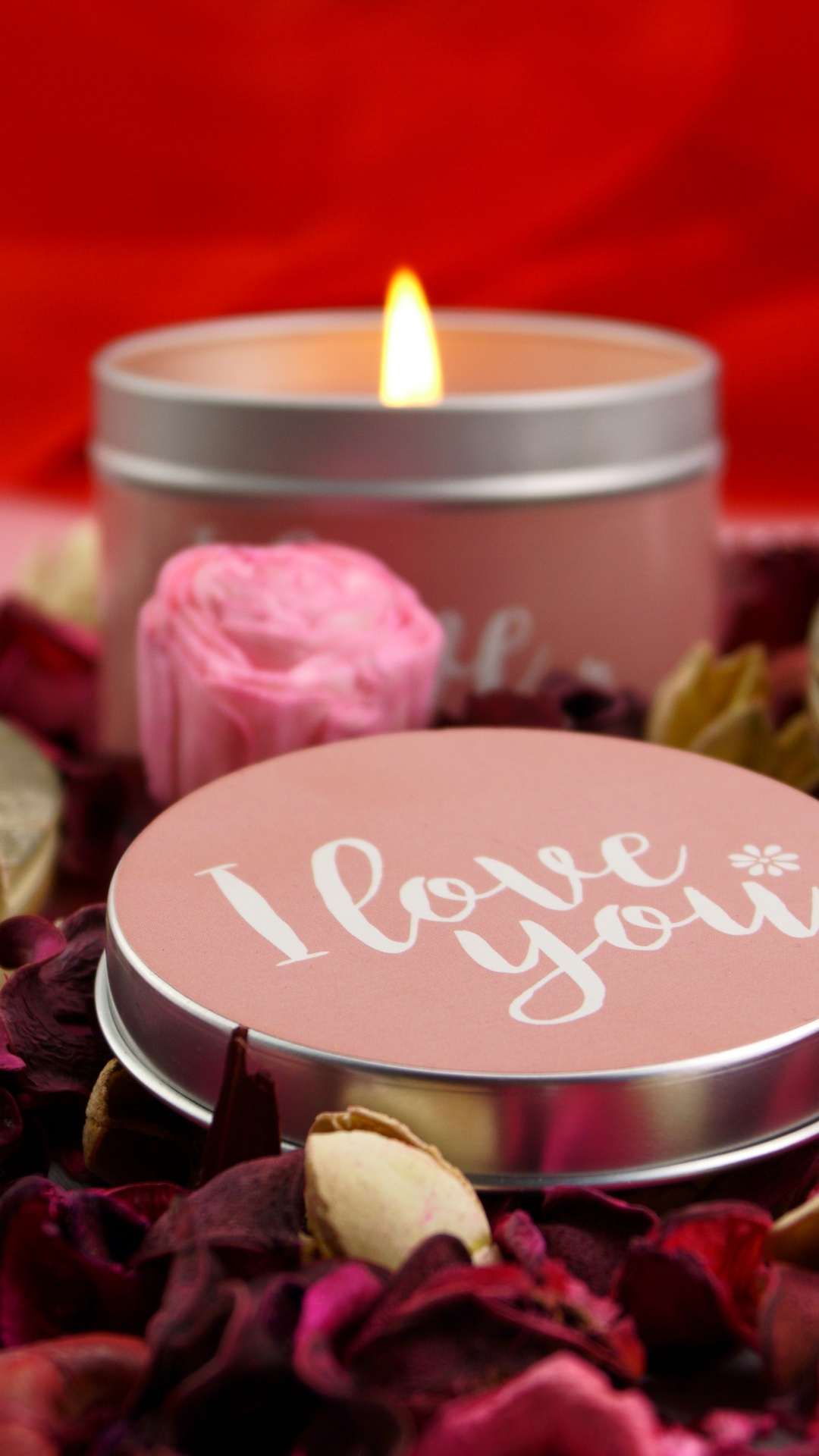 Candle, Rose, Flower, Petal, Heart. Wallpaper in 1080x1920 Resolution