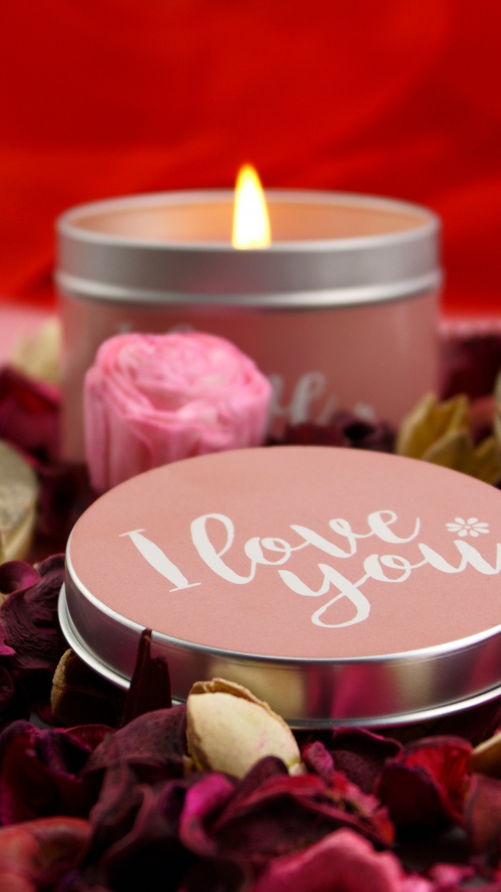 Candle, Rose, Flower, Petal, Heart. Wallpaper in 720x1280 Resolution
