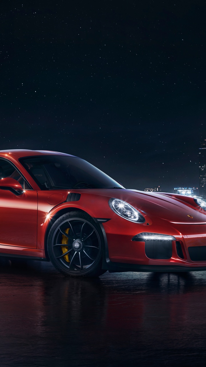 Red Porsche 911 on Black Surface. Wallpaper in 720x1280 Resolution