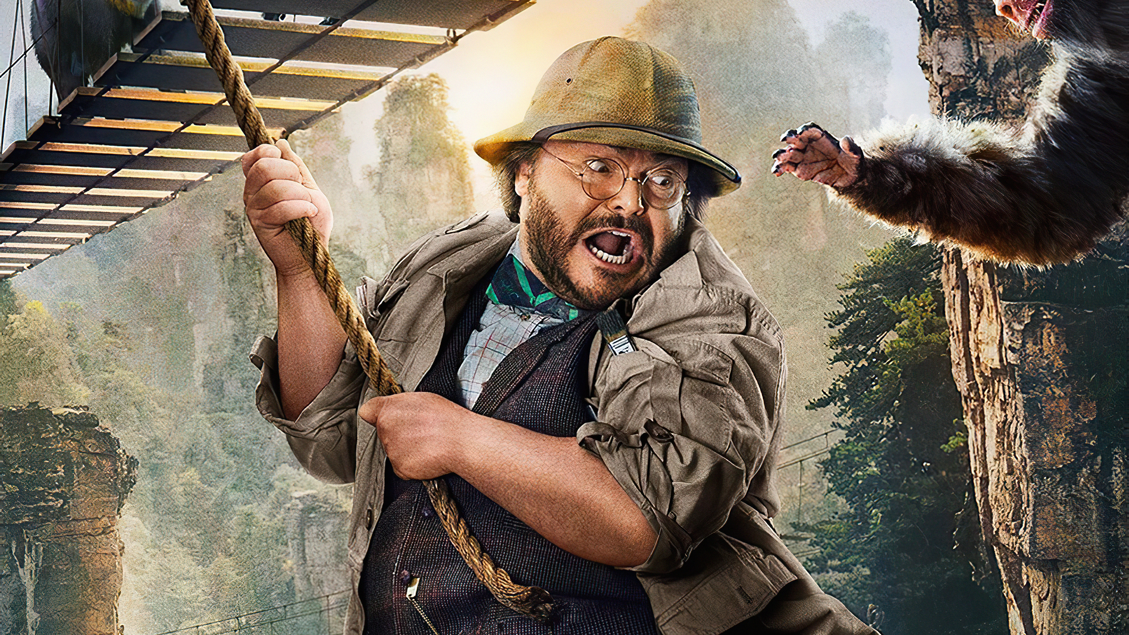 Jack Noir Jumanji, Jack Black, Jumanji le Niveau Suivant, Professeur Shelly Oberon, Maison Ronde Rubis. Wallpaper in 3840x2160 Resolution