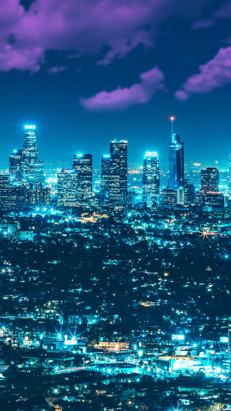 Horizon de la Ville Pendant la Nuit. Wallpaper in 750x1334 Resolution
