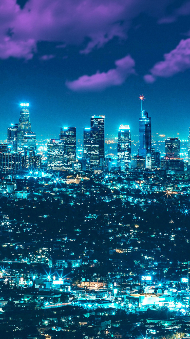 Horizon de la Ville Pendant la Nuit. Wallpaper in 750x1334 Resolution