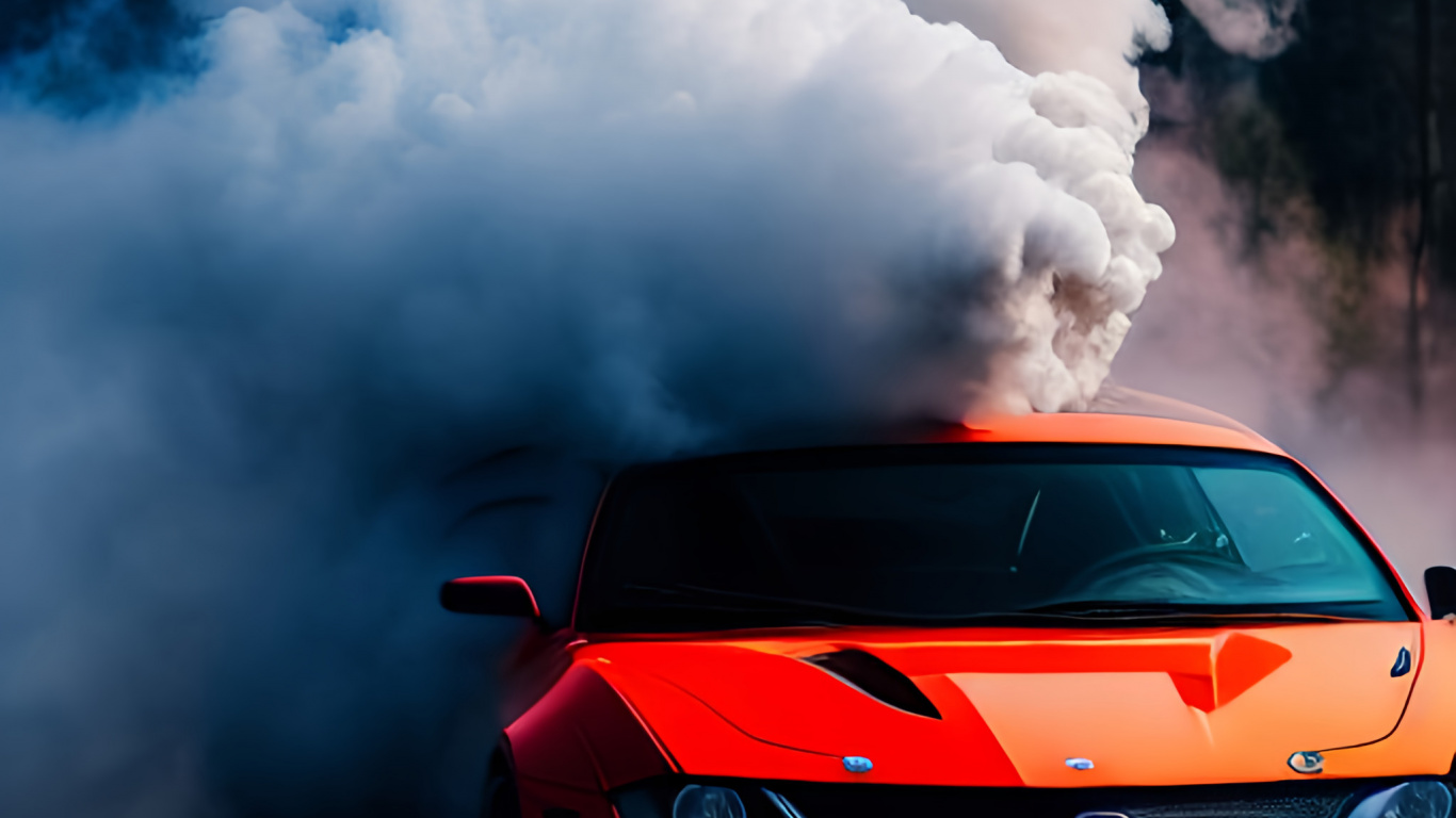 Smoke, Cars, A-segment, Luxury Car, Supercar. Wallpaper in 1366x768 Resolution