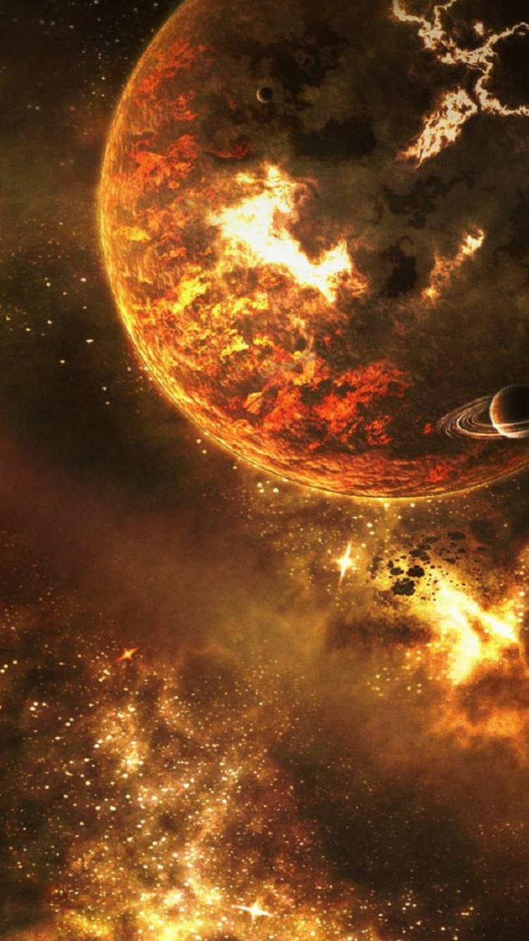 Braune Und Schwarze Galaxieillustration. Wallpaper in 750x1334 Resolution