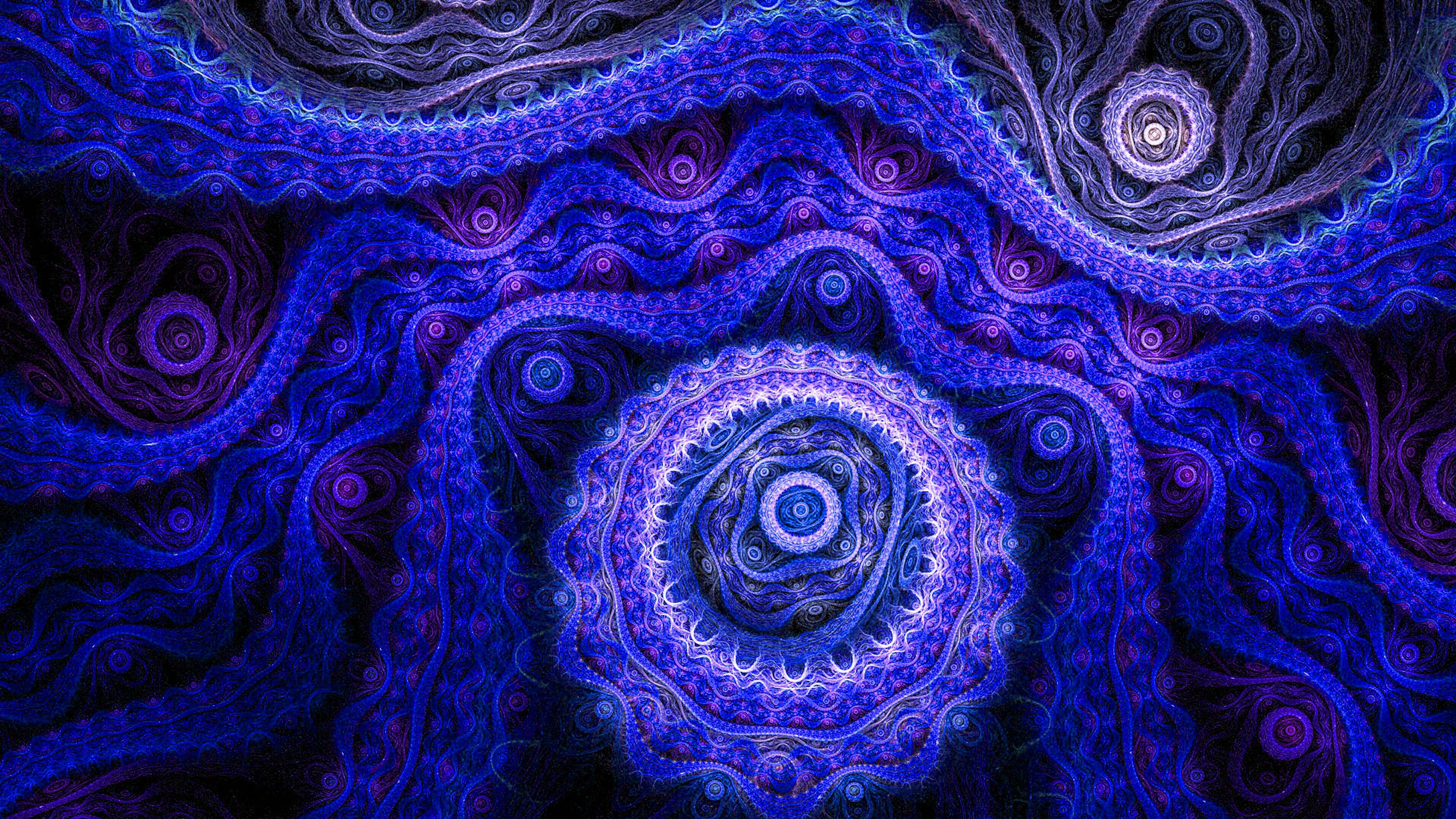 分形, 分形技术, 紫色的, 紫罗兰色, 电蓝色的 壁纸 3840x2160 允许