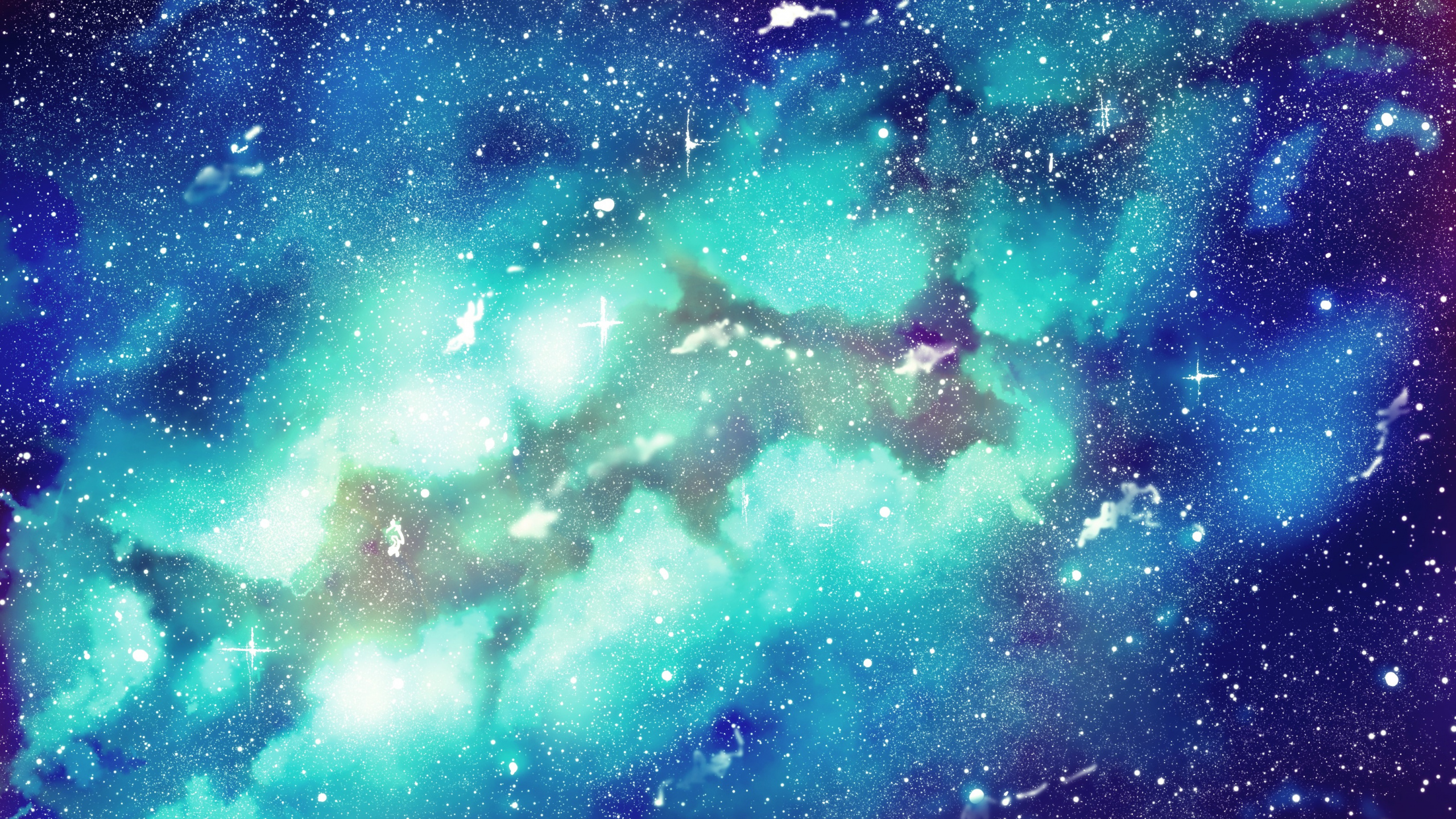 Blue and Black Galaxy Illustration. Wallpaper in 2560x1440 Resolution