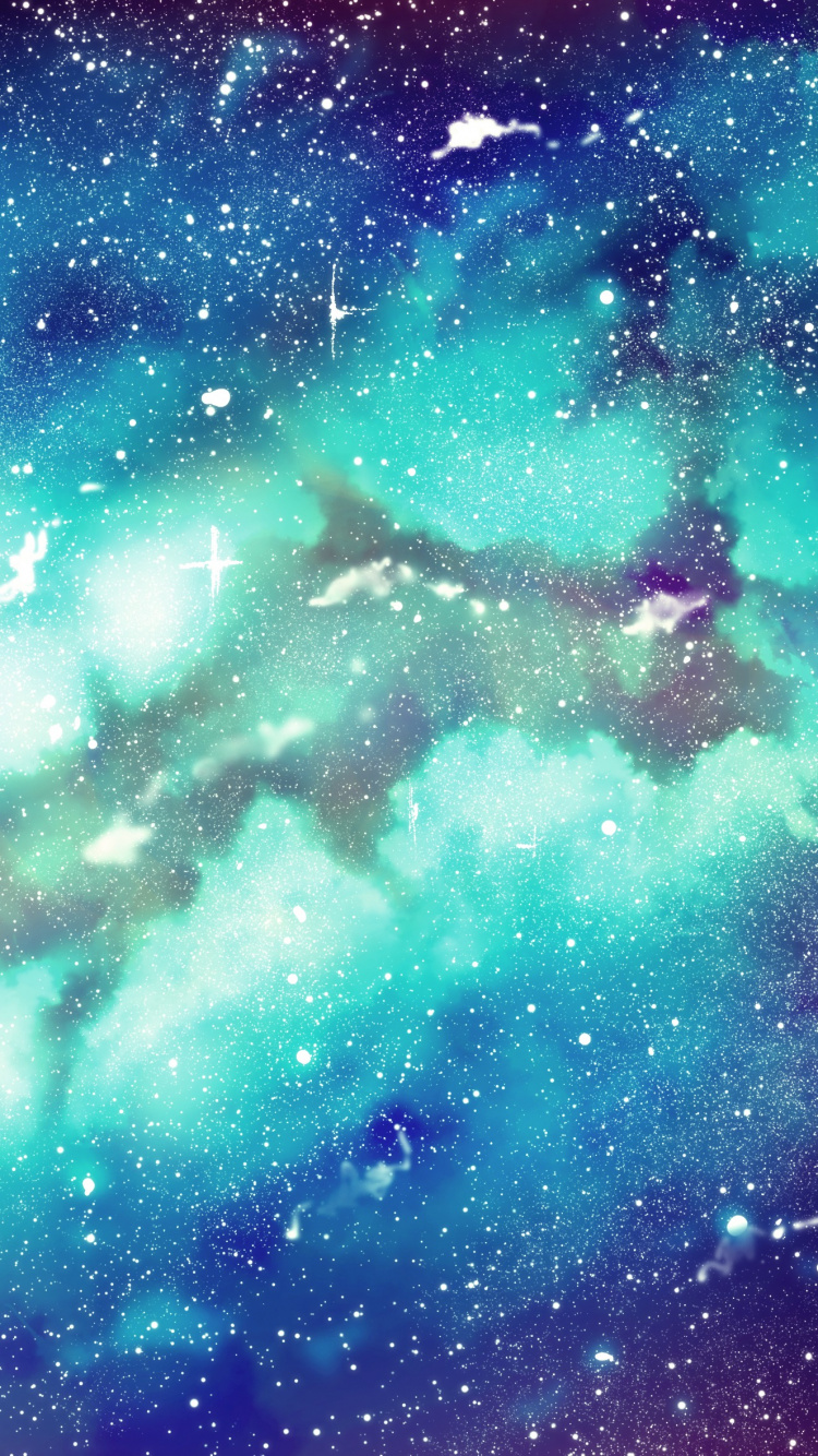 Blue and Black Galaxy Illustration. Wallpaper in 750x1334 Resolution