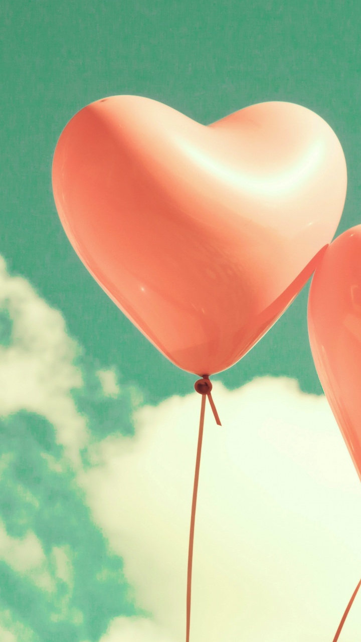 Cœur, Montgolfière, Amour, Ciel, Souhait. Wallpaper in 720x1280 Resolution