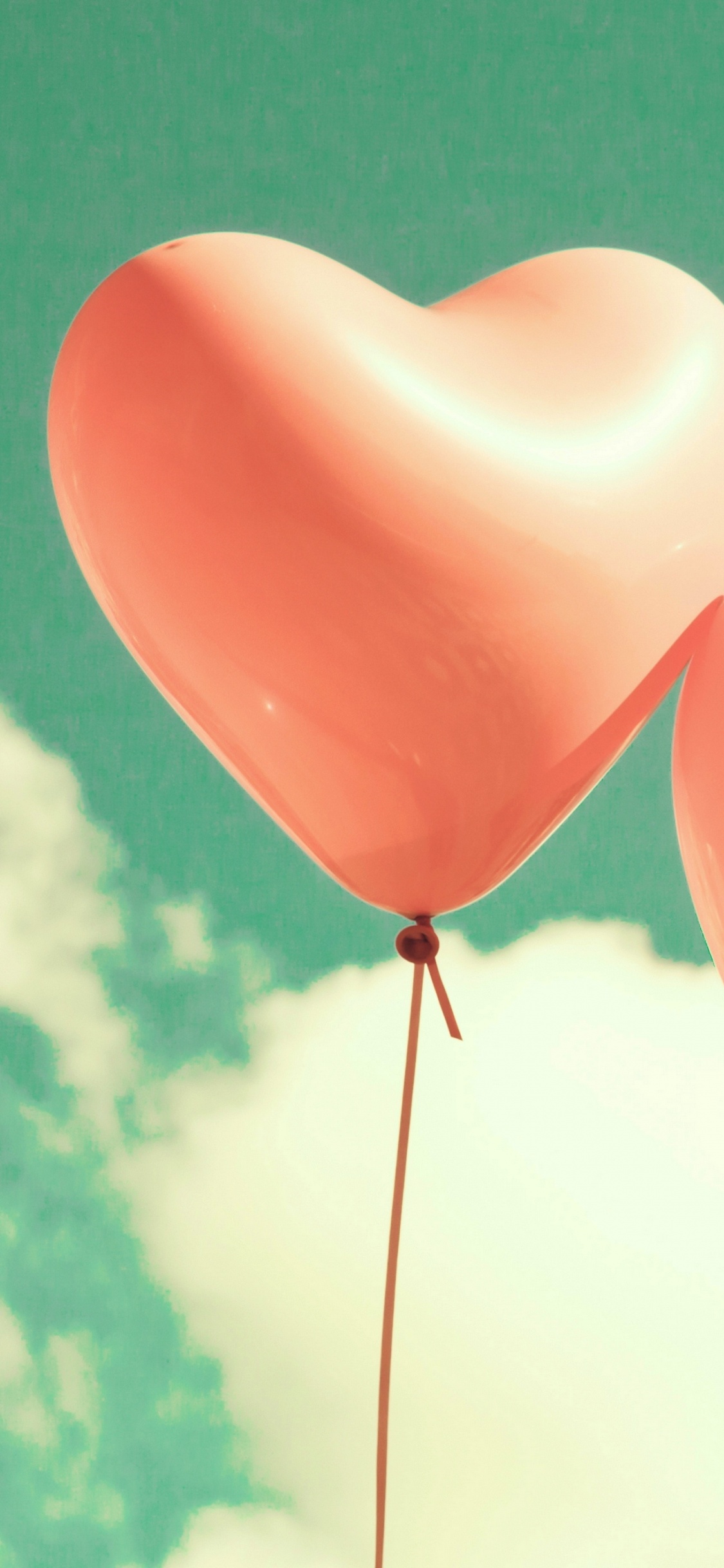 Heart, Balloon, Love, Sky, Hot Air Balloon. Wallpaper in 1125x2436 Resolution
