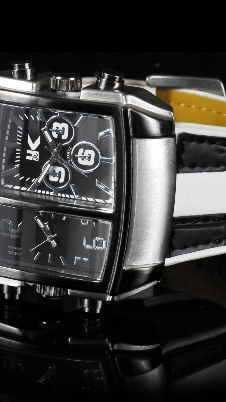 Black and Silver Chronograph Watch. Wallpaper in 750x1334 Resolution