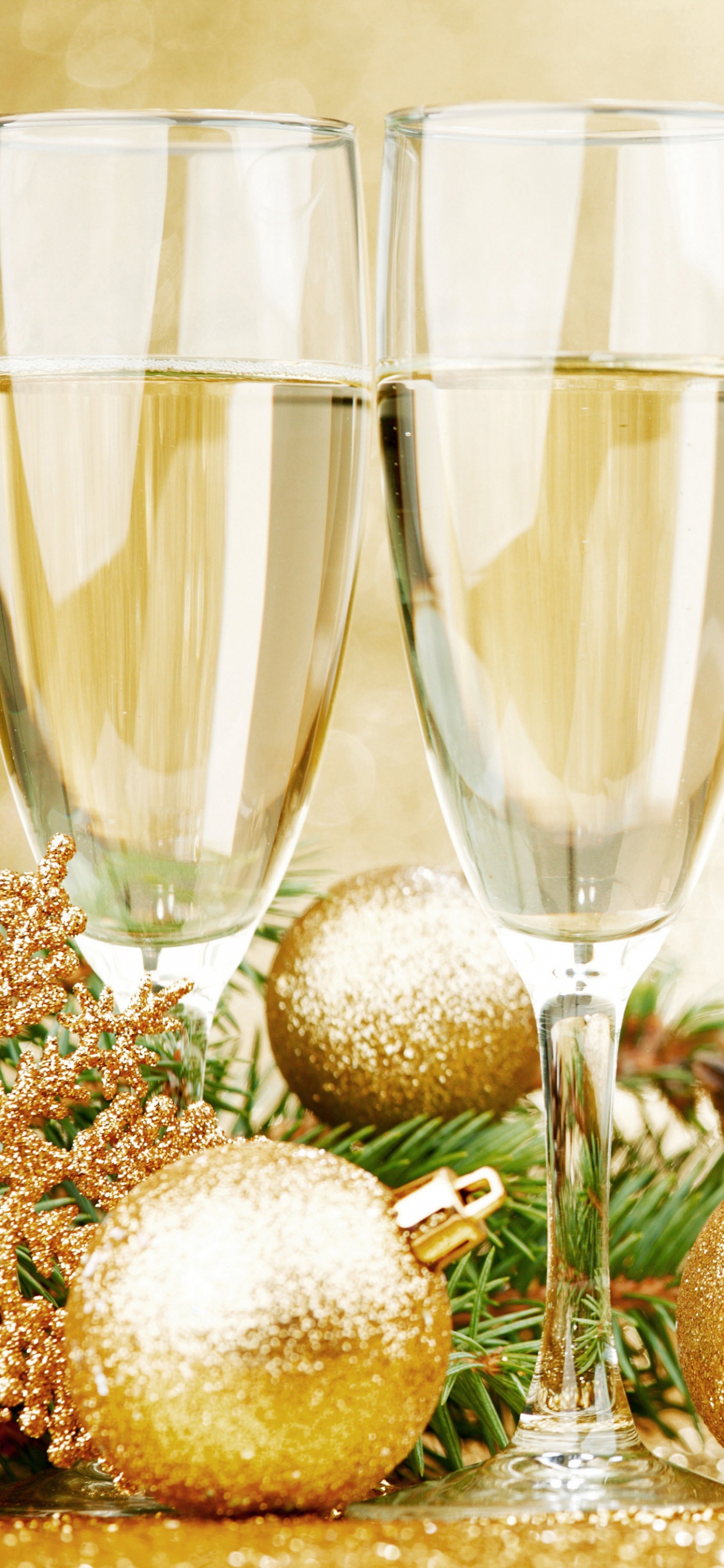 Champagner, Neujahr, Weihnachtsdekoration, Stilleben, Fir. Wallpaper in 1242x2688 Resolution