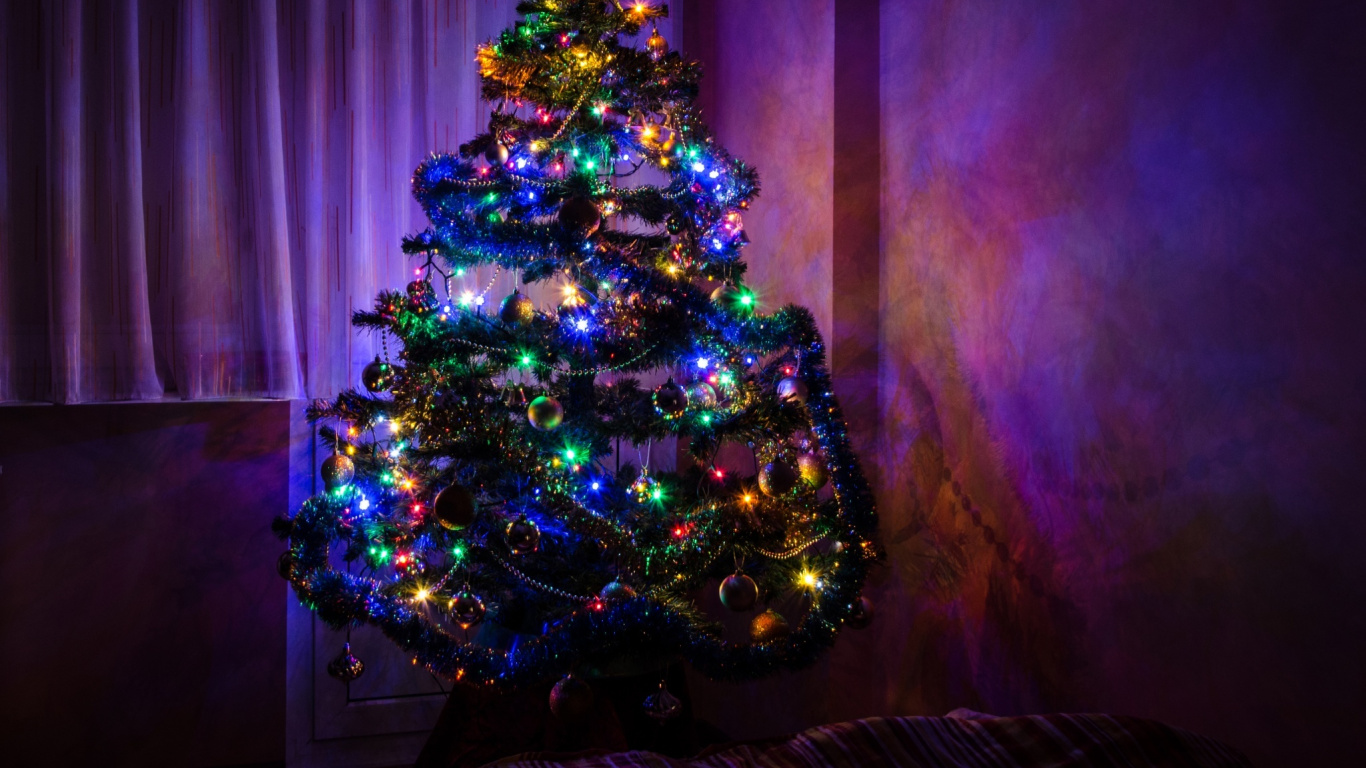 New Year, Christmas Day, Christmas Tree, Christmas, Christmas Decoration. Wallpaper in 1366x768 Resolution