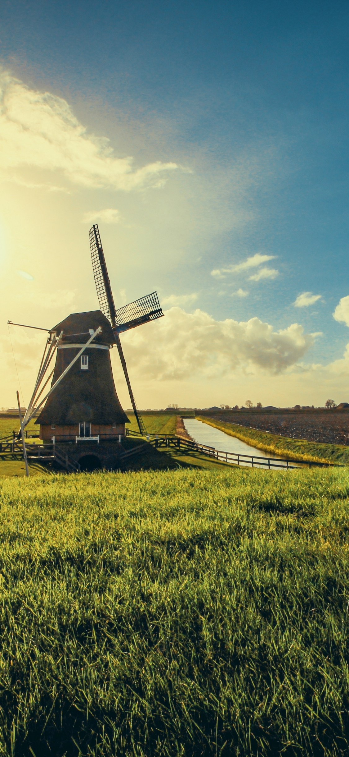 Niederlande, Windmühle, Feld, Grünland, Bauernhof. Wallpaper in 1125x2436 Resolution