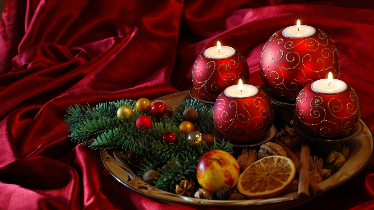 Weihnachtsdekoration, Tradition, Kerze, Weihnachtsbaum, Neujahr. Wallpaper in 1280x720 Resolution
