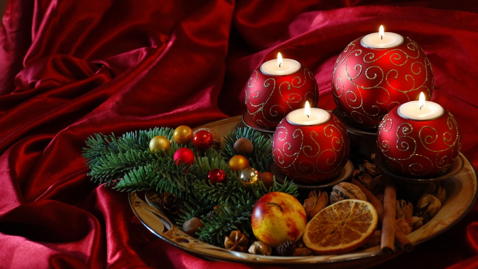 Weihnachtsdekoration, Tradition, Kerze, Weihnachtsbaum, Neujahr. Wallpaper in 1920x1080 Resolution