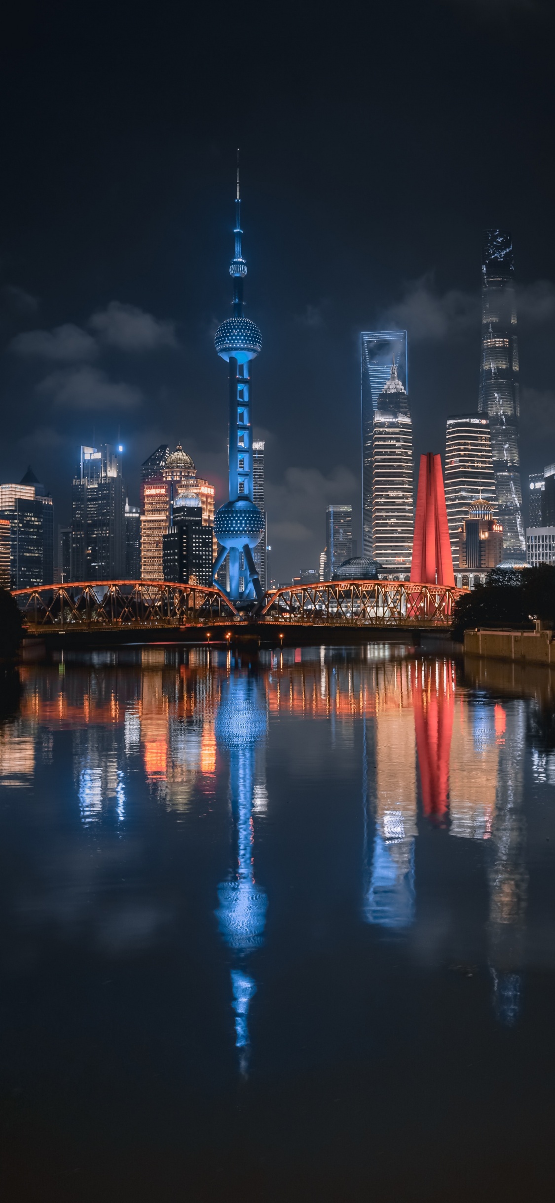 Skyline Der Stadt Bei Nacht Night. Wallpaper in 1125x2436 Resolution