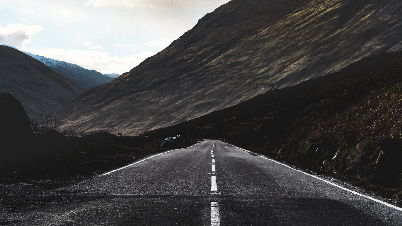 Road, Hochland, Bergigen Landschaftsformen, Asphalt, Cloud. Wallpaper in 1280x720 Resolution