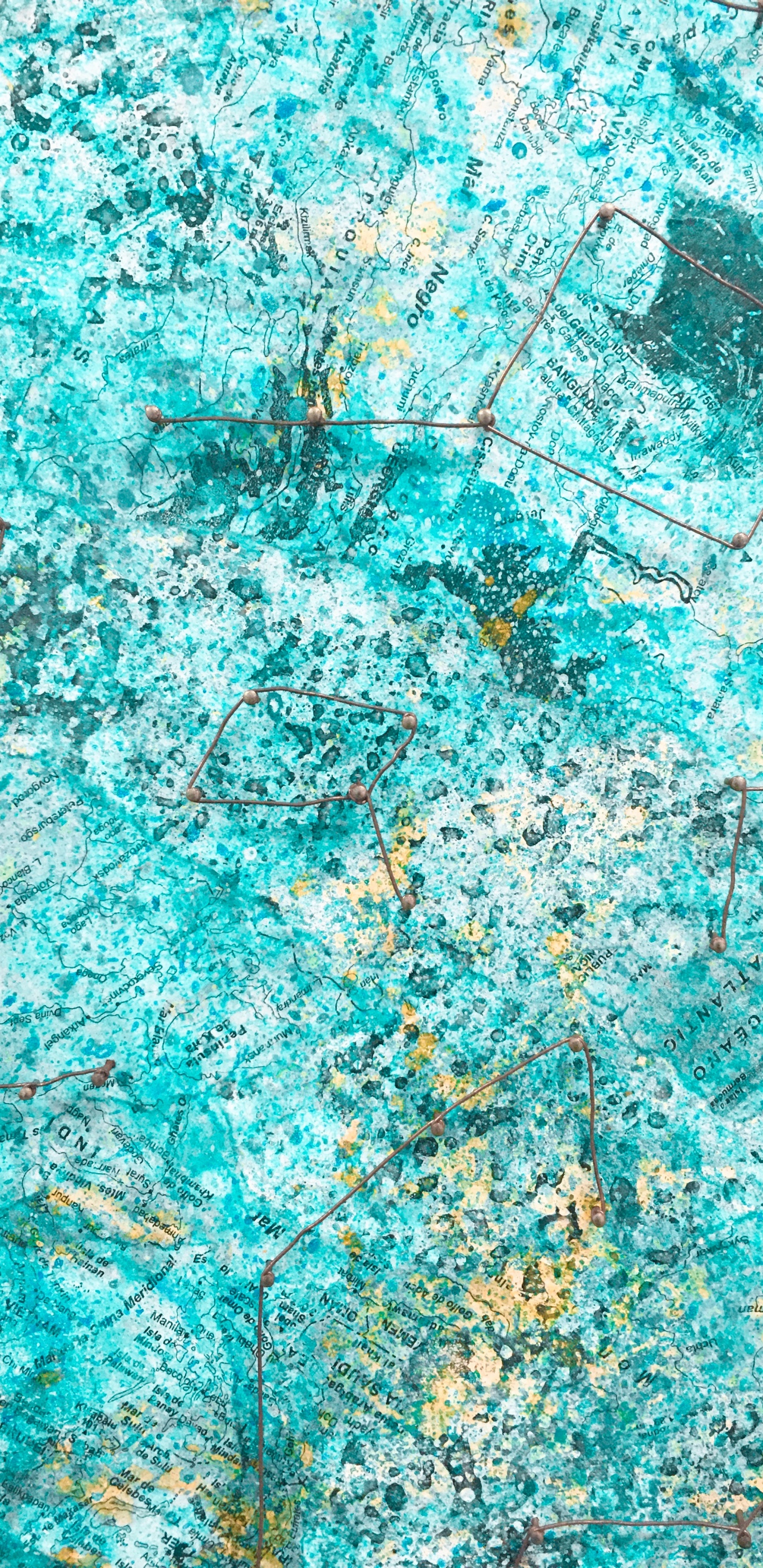 Pintura Abstracta Azul y Marrón. Wallpaper in 1440x2960 Resolution