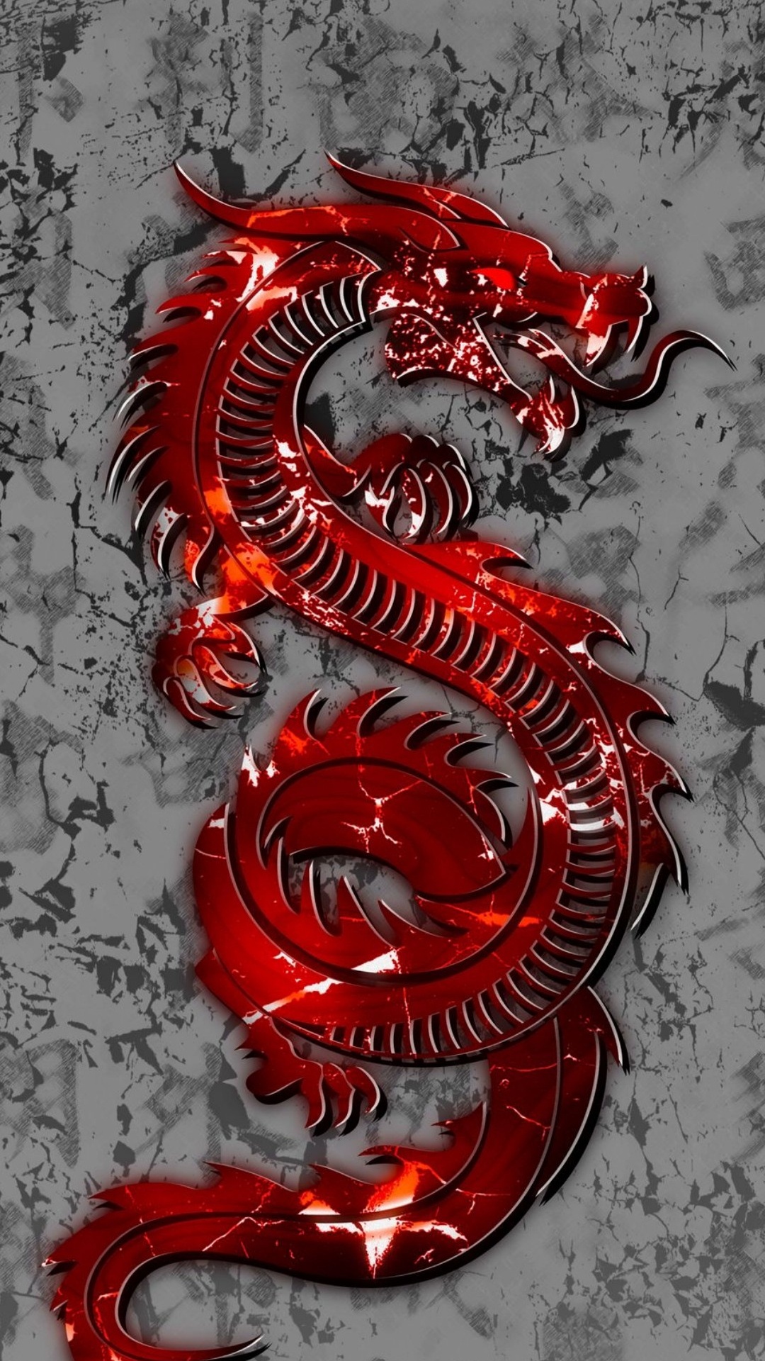 Dragon, Red, Art, Carmine, Illustration. Wallpaper in 1080x1920 Resolution