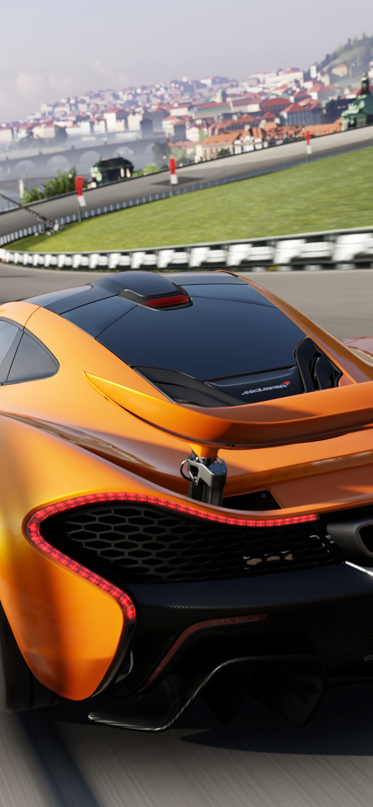 Orangefarbener Lamborghini Aventador Tagsüber Unterwegs. Wallpaper in 1242x2688 Resolution