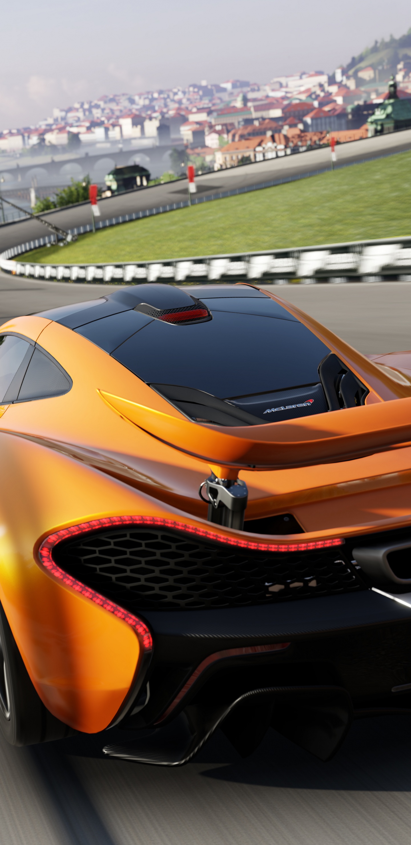 Orangefarbener Lamborghini Aventador Tagsüber Unterwegs. Wallpaper in 1440x2960 Resolution