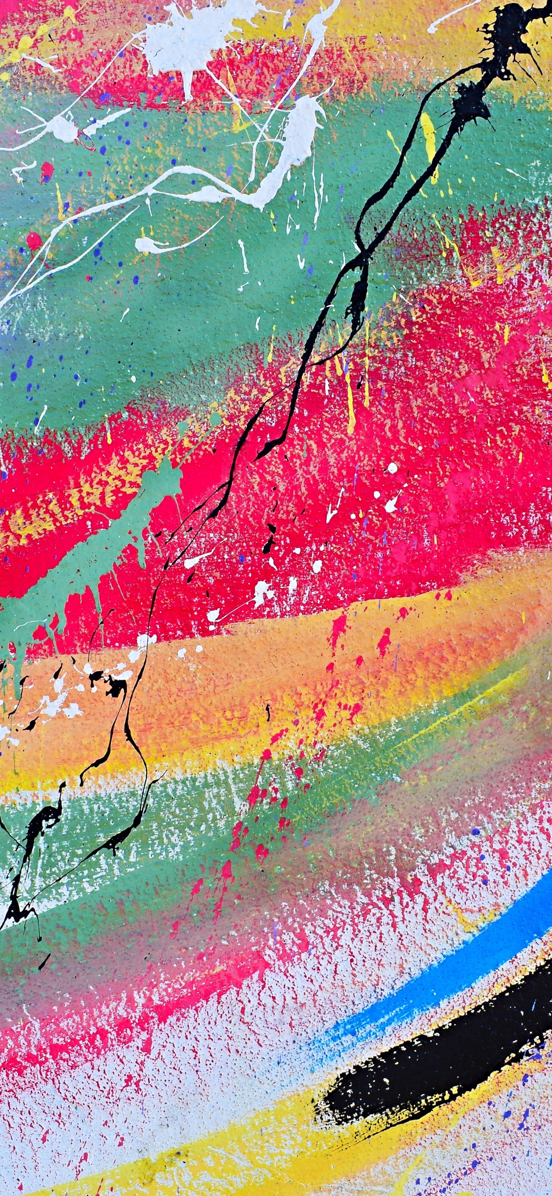 Blue Red and Yellow Abstract Painting. Wallpaper in 1125x2436 Resolution