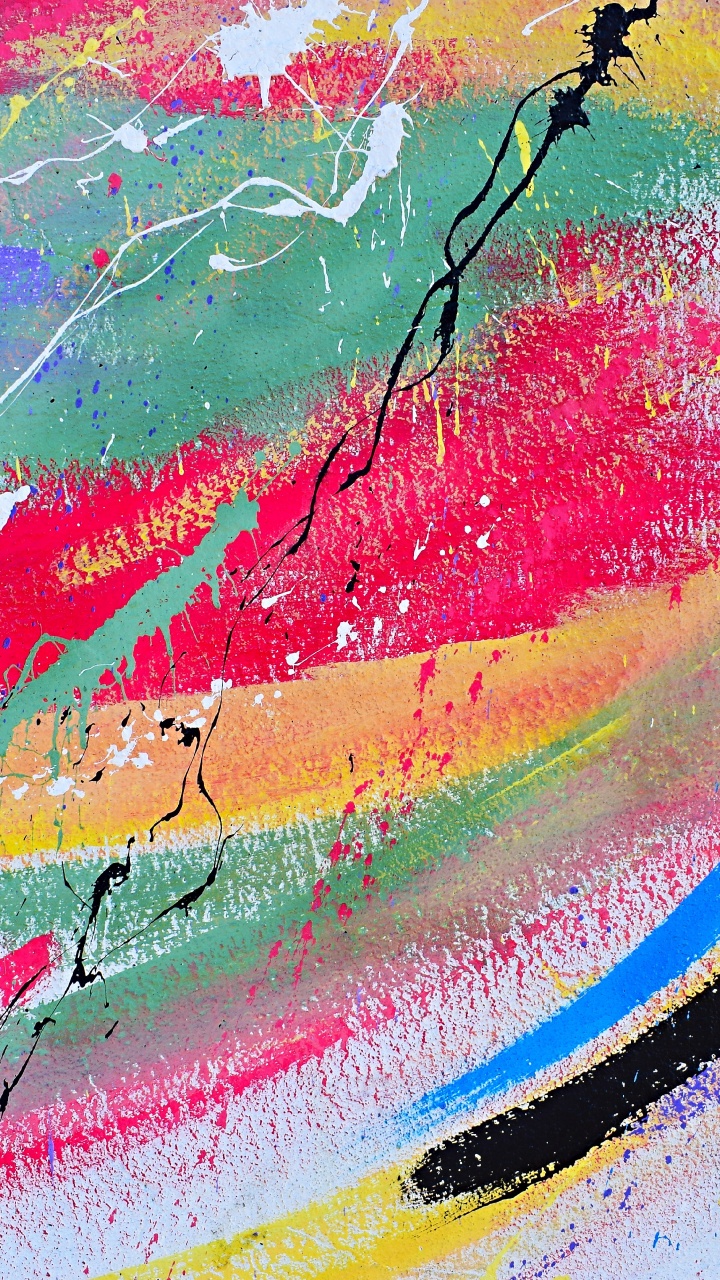 Peinture Abstraite Bleu Rouge et Jaune. Wallpaper in 720x1280 Resolution